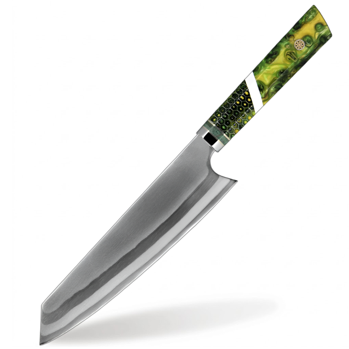 8 Inch Kiritsuke Damascus Steel with Green Resin Honeycomb Handle