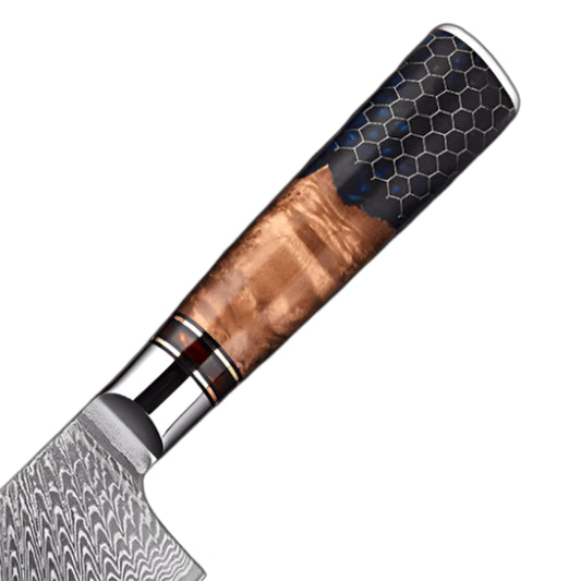 Professional 7 Inch Nakiri Damascus Steel With Resin Handle