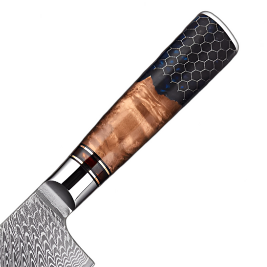 Professional 7 Inch Nakiri Damascus Steel With Resin Handle