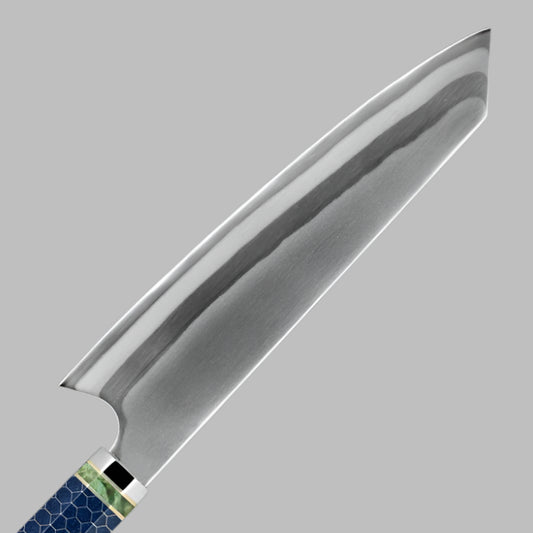 8 Inch Kiritsuke Damascus Steel with Blue Resin Honeycomb Handle