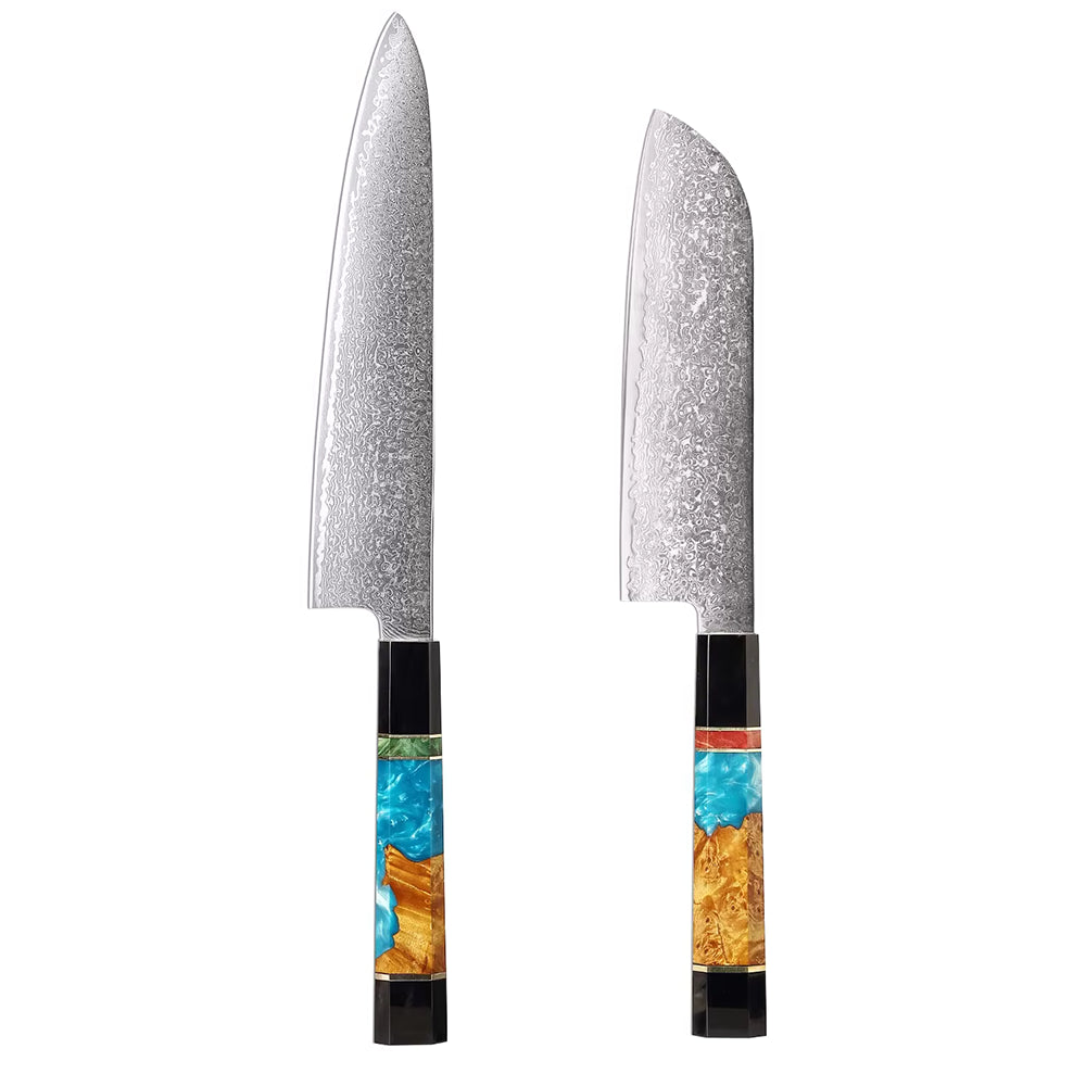 Set di 6 coltelli da cucina in acciaio di Damasco – Collezione professionale per chef