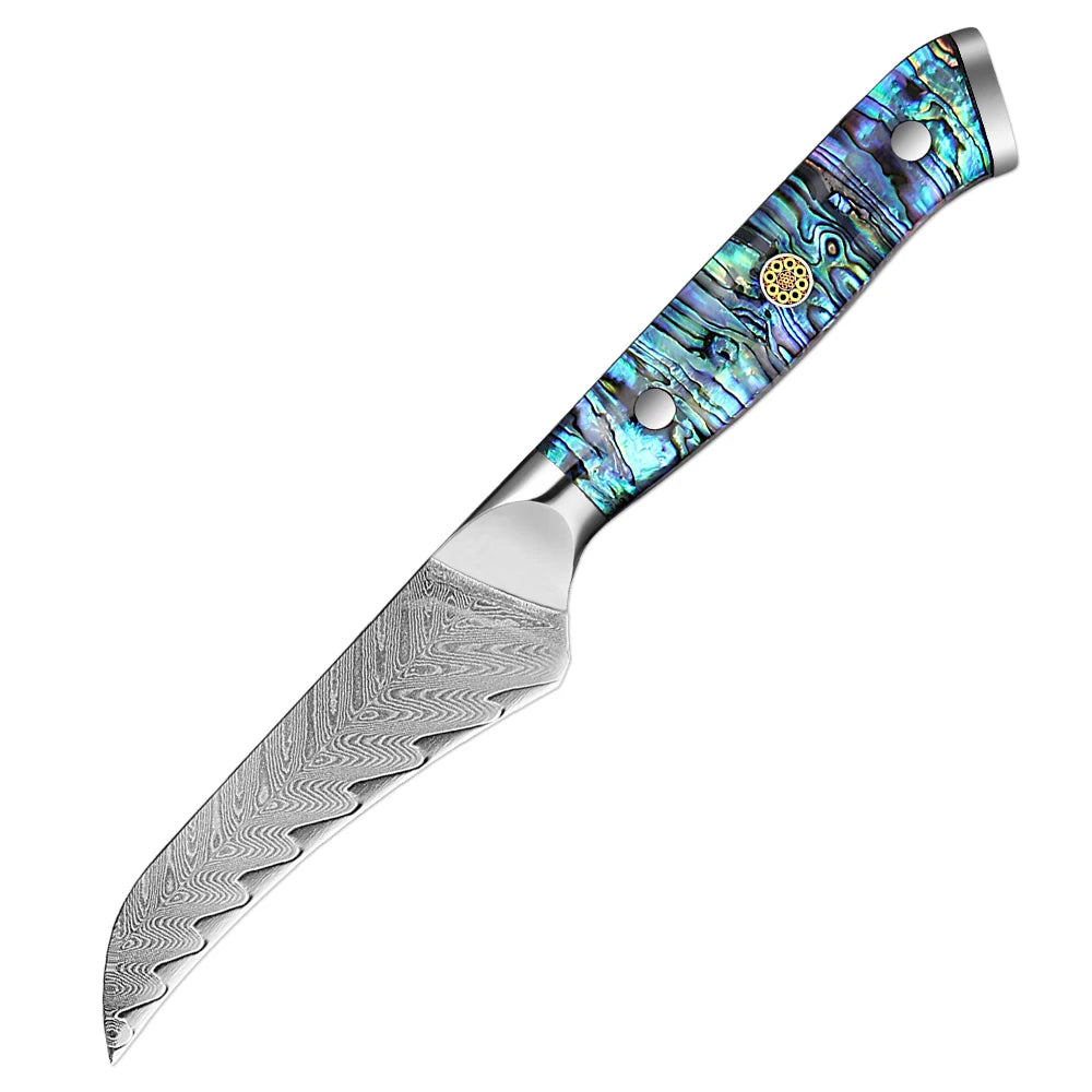 Decorative knife with a multicolored handle on a white background