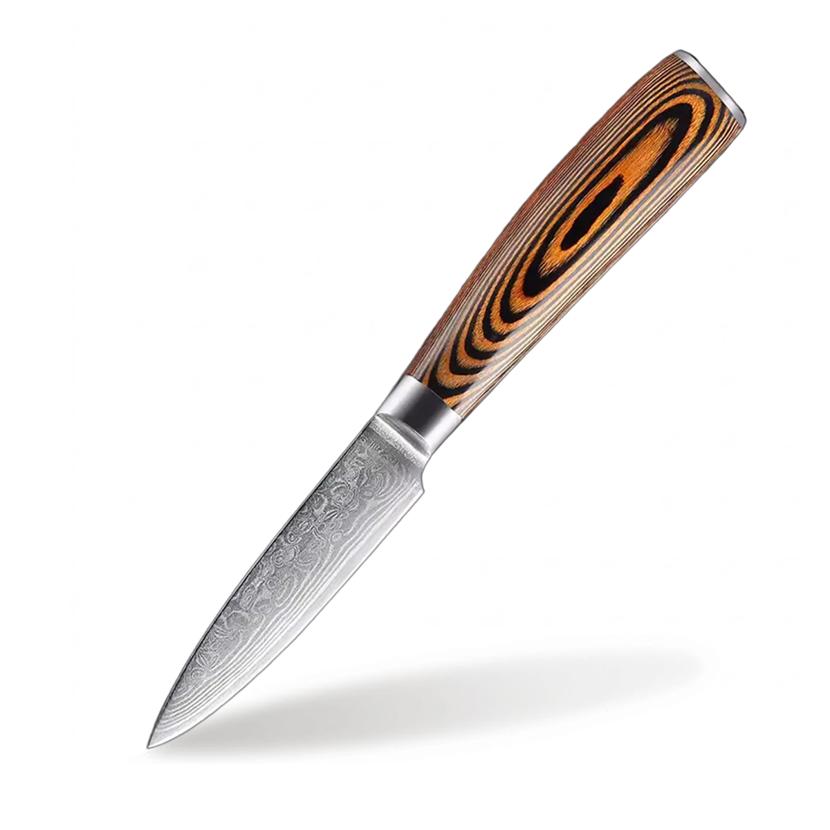 Knife with a wooden handle on a white background