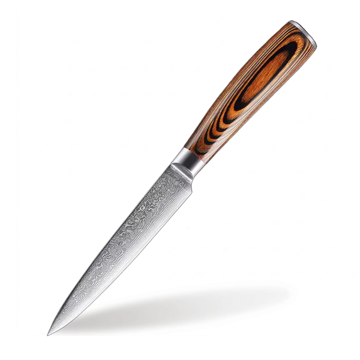 Knife with a wooden handle on a white background