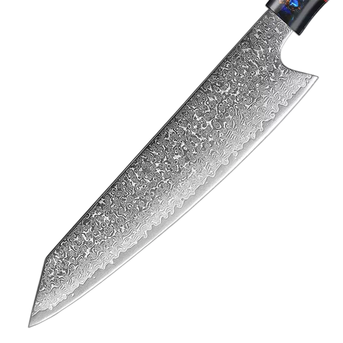 Damascus Steel Kitchen Knives Set With Turquoise Embellishment