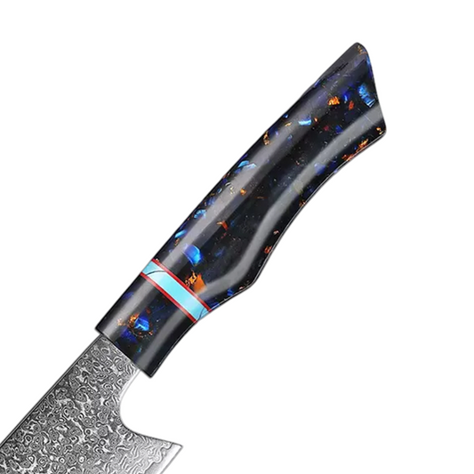 Damascus Steel Kitchen Knives Set With Turquoise Embellishment