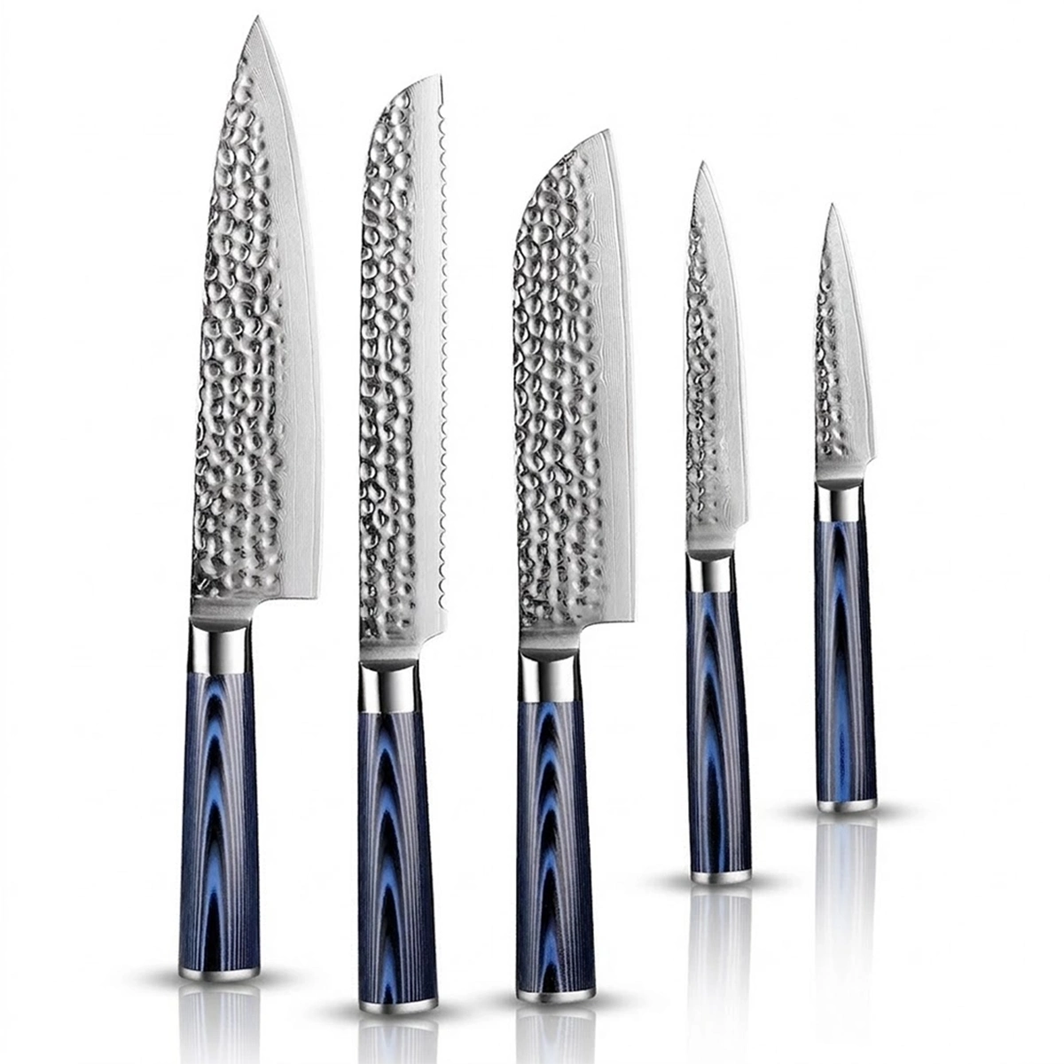 5 Piece Damascus Steel Knife Set Professional Kitchen Knives