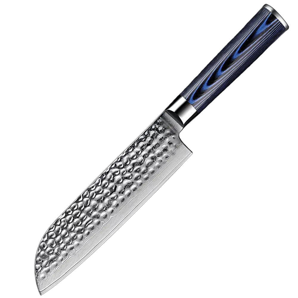 7 Inch Santoku Knife with a beautiful wood blue handle