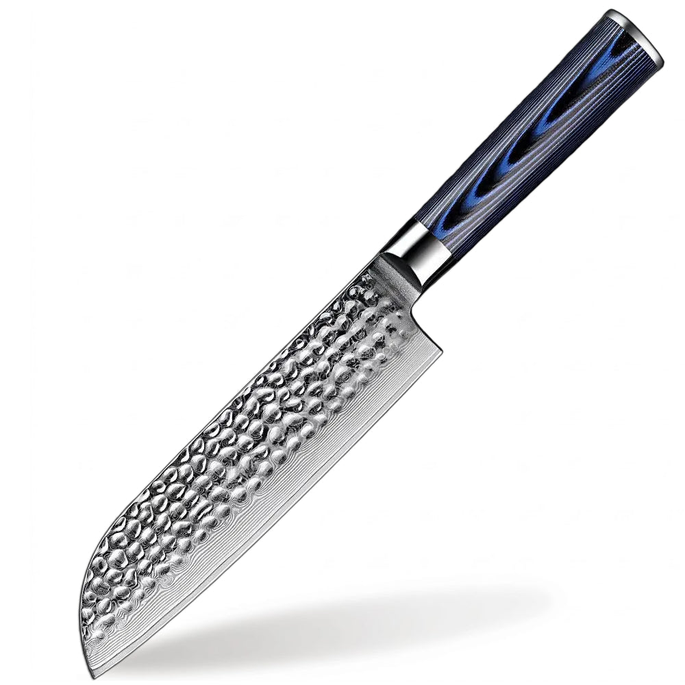 7 Inch Santoku Knife with a beautiful wood blue handle