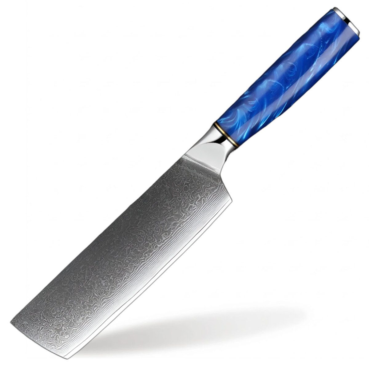 7 Inch Nakiri Knife for Precision Slicing with Blue Resin Handle