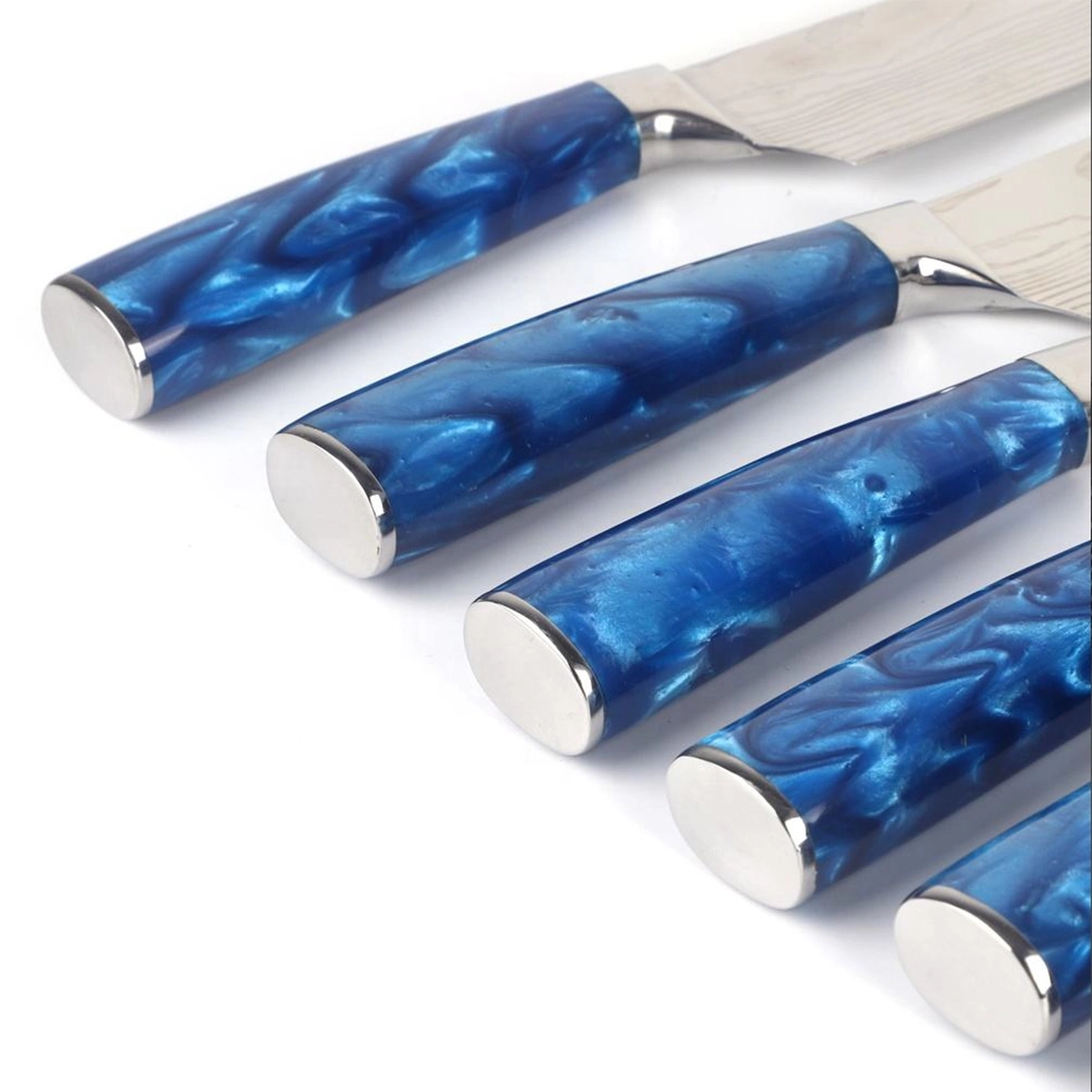 Pro Kitchen Knives for Precision Slicing with Blue Resin Handle