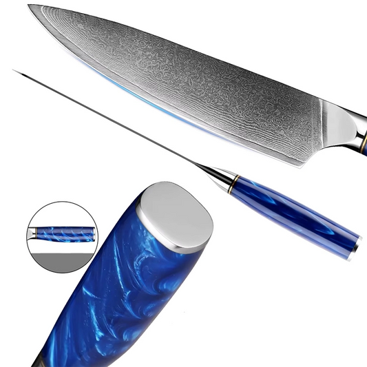 Pro Kitchen Knives for Precision Slicing with Blue Resin Handle