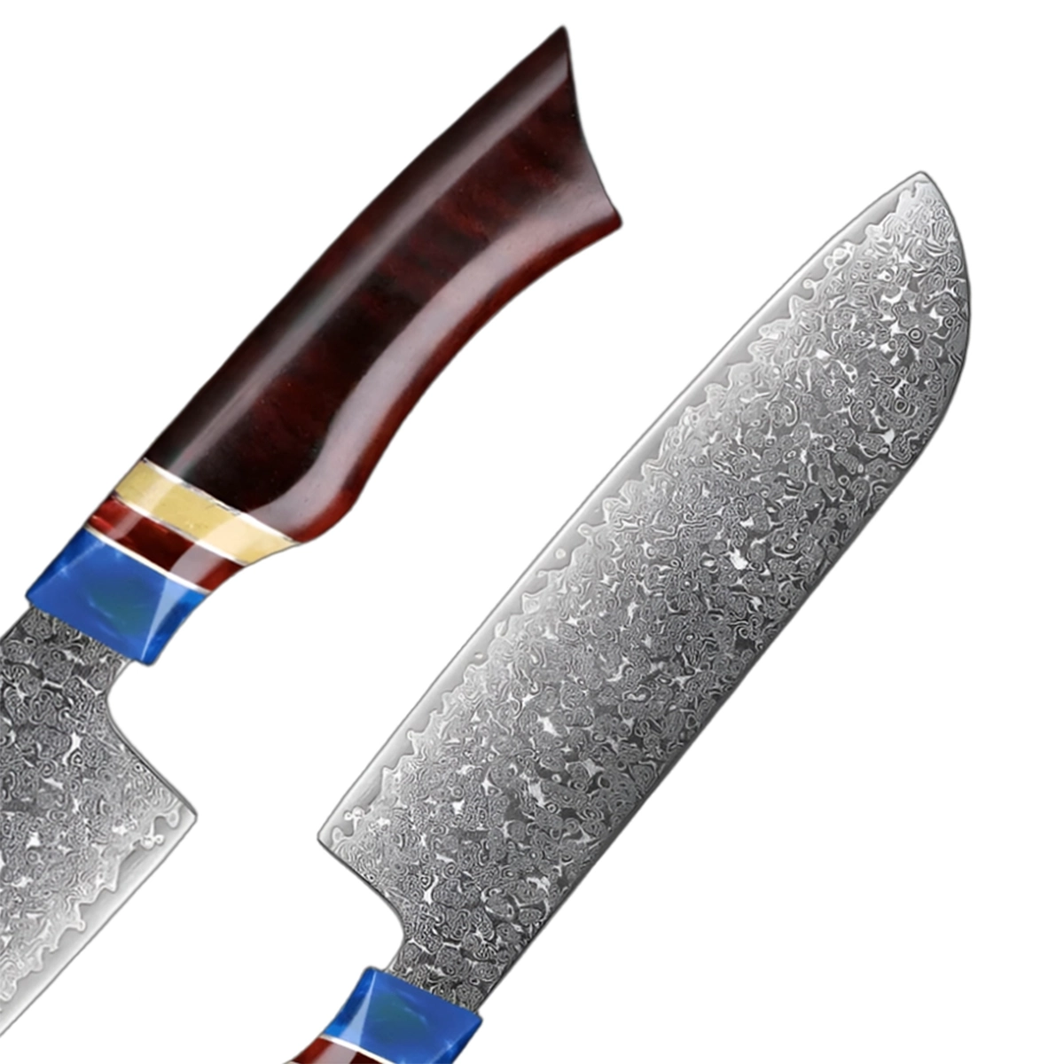 Pro VG10 Damascus Knives Set With Sandalwood And Resin Handle