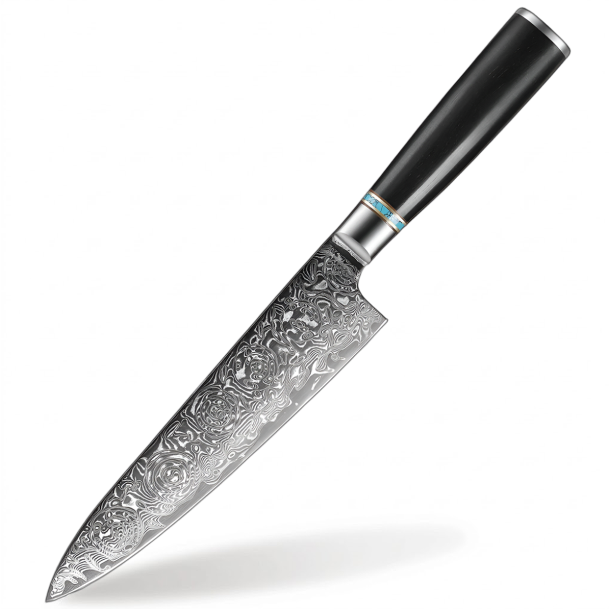 8 Inch Chef Knife Premium VG10 Forged Damascus with ebony wood handle