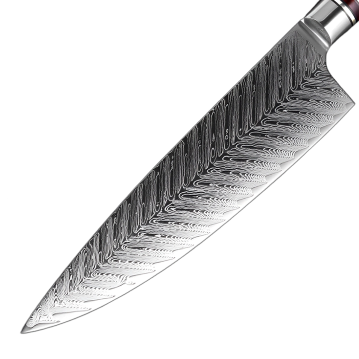 Elegant Damascus Steel 8 Inch Chef's Knife with Textured Blue Handle