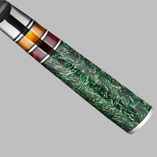 7 Inch Damascus Steel Santoku Knife With Grain Shell Resin Handle