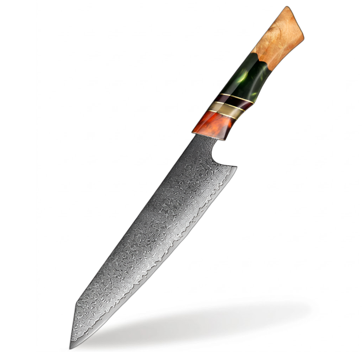 8 Inch Damascus Kiritsuke Knife With Resin & Sandalwood Handle