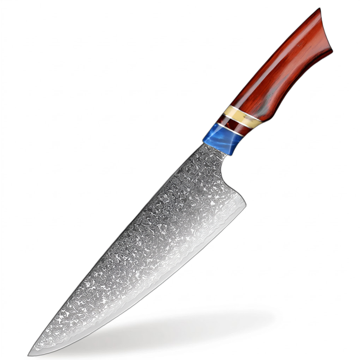 8 Inch Damacus Butcher Knife With Resin And Sandalwood Handle