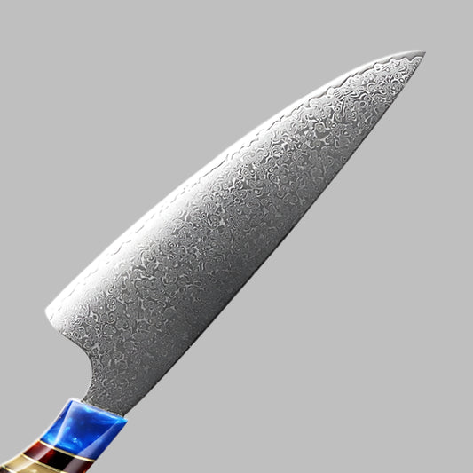 8 Inch Damacus Butcher Knife With Resin And Sandalwood Handle