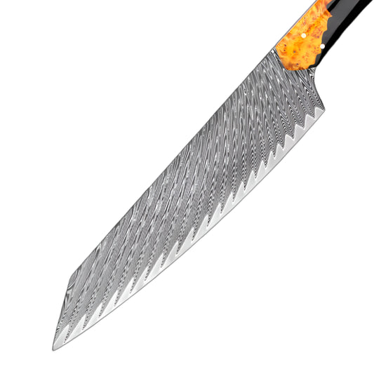 8 Inch Damascus Steel Blade with Stabilized Resin Wood Handle