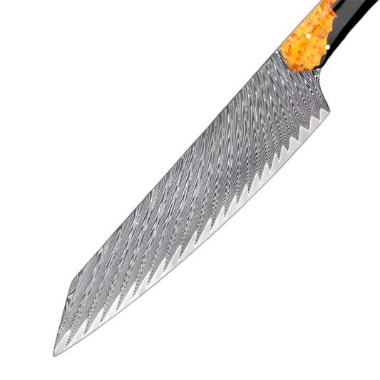 8 Inch Damascus Steel Blade with Stabilized Resin Wood Handle