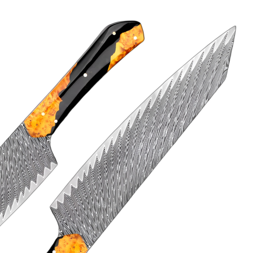 8 Inch Damascus Steel Blade with Stabilized Resin Wood Handle