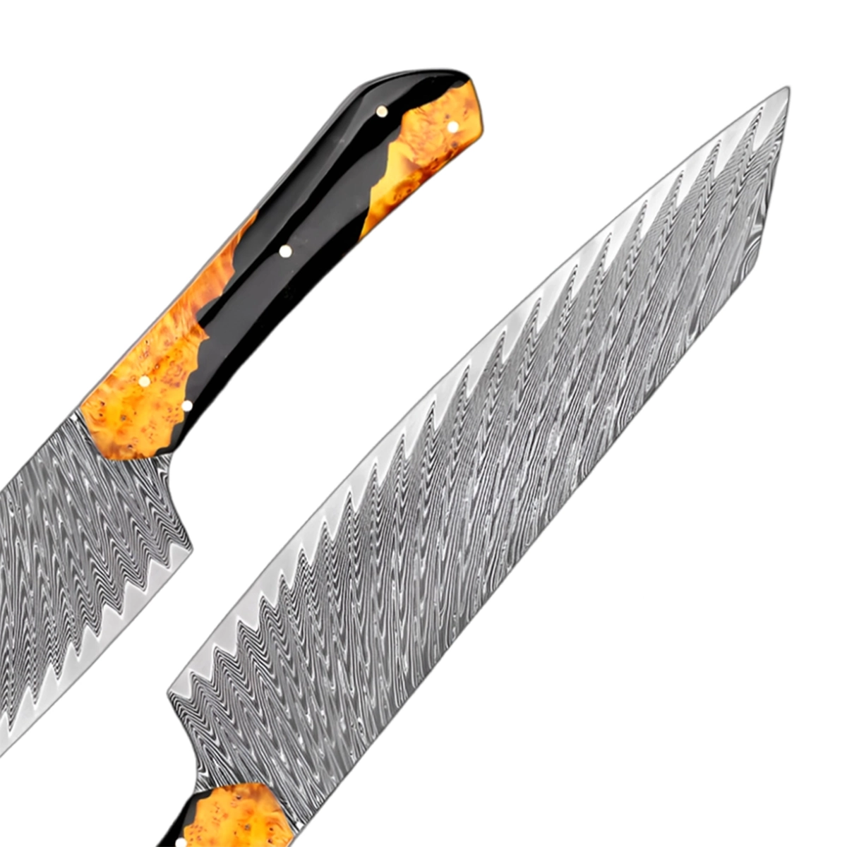 8 Inch Damascus Steel Blade with Stabilized Resin Wood Handle