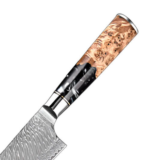 8 Inch Chef Knife Damascus Steel Design With Black Resin Handle