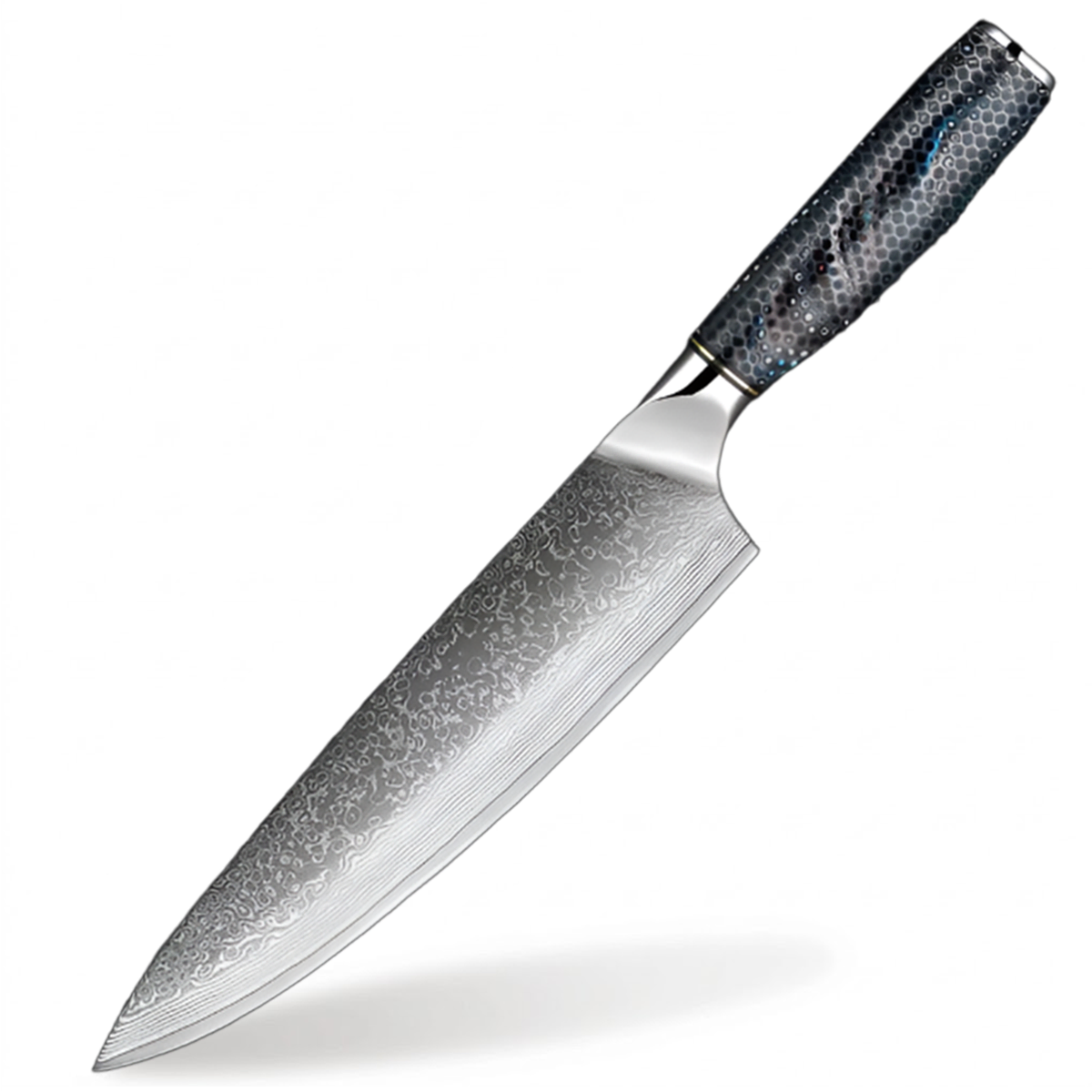 8 Inch Damascus Steel Chef Knife with Blue Resin Honeycomb Handle