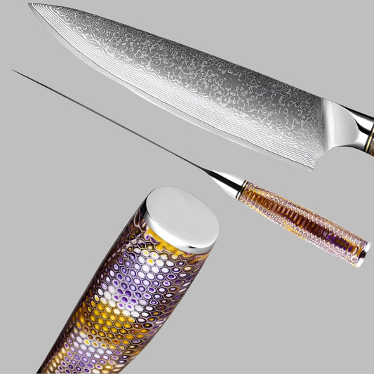 8 Inch Damascus Steel Chef Knife with Resin Honeycomb Handle