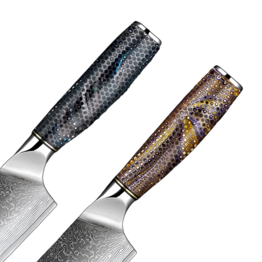 8 Inch Damascus Steel Chef Knife with Resin Honeycomb Handle