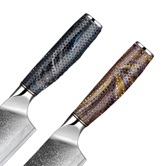 8 Inch Damascus Steel Chef Knife with Resin Honeycomb Handle