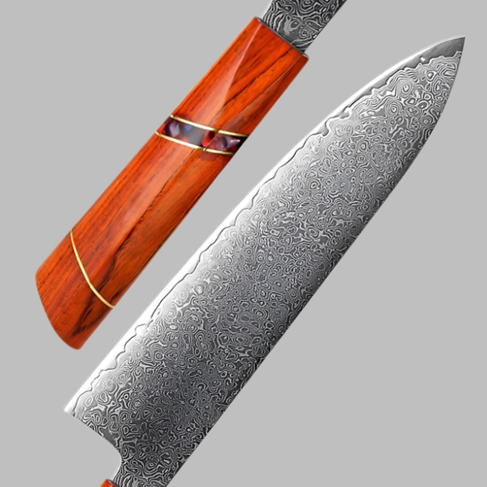 8 Inch Chef Knife with Ergonomic Shadow Wood and Sandalwood Handle