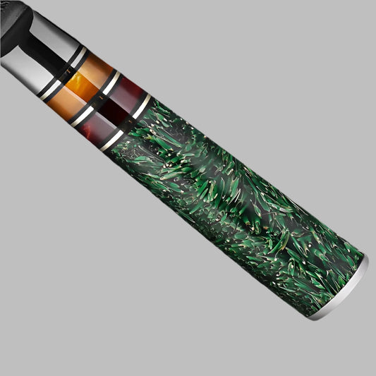 7.5 Inch Damascus Bread Knife with Grain Shell Resin Handle