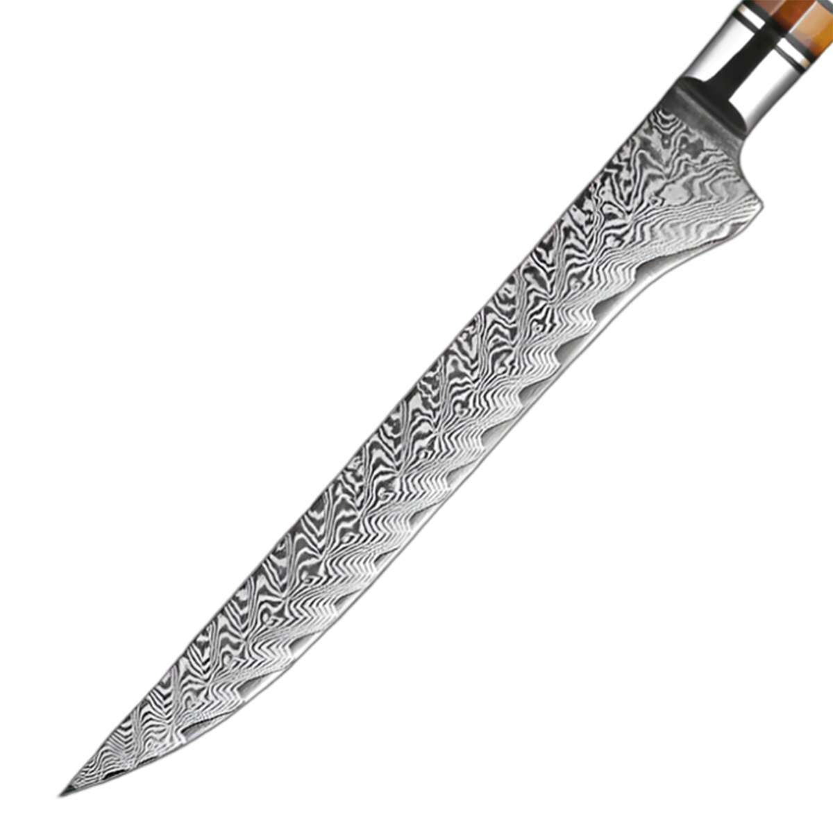 6 Inch Damascus Steel Boning Knife With Resin Cereal Handle