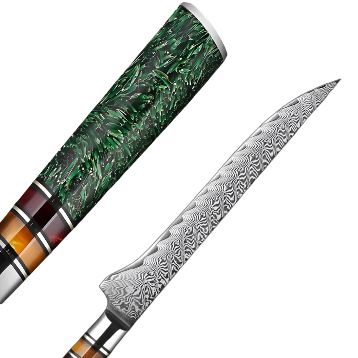 6 Inch Damascus Steel Boning Knife With Resin Cereal Handle