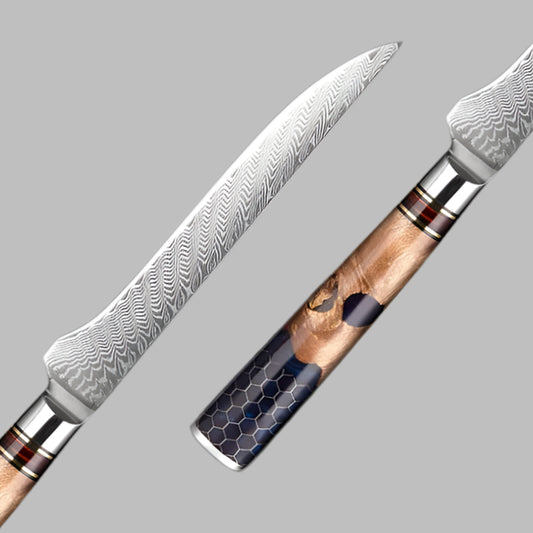 6 Inch Boning Knife Damascus Steel Blade & Resin Wood Handle