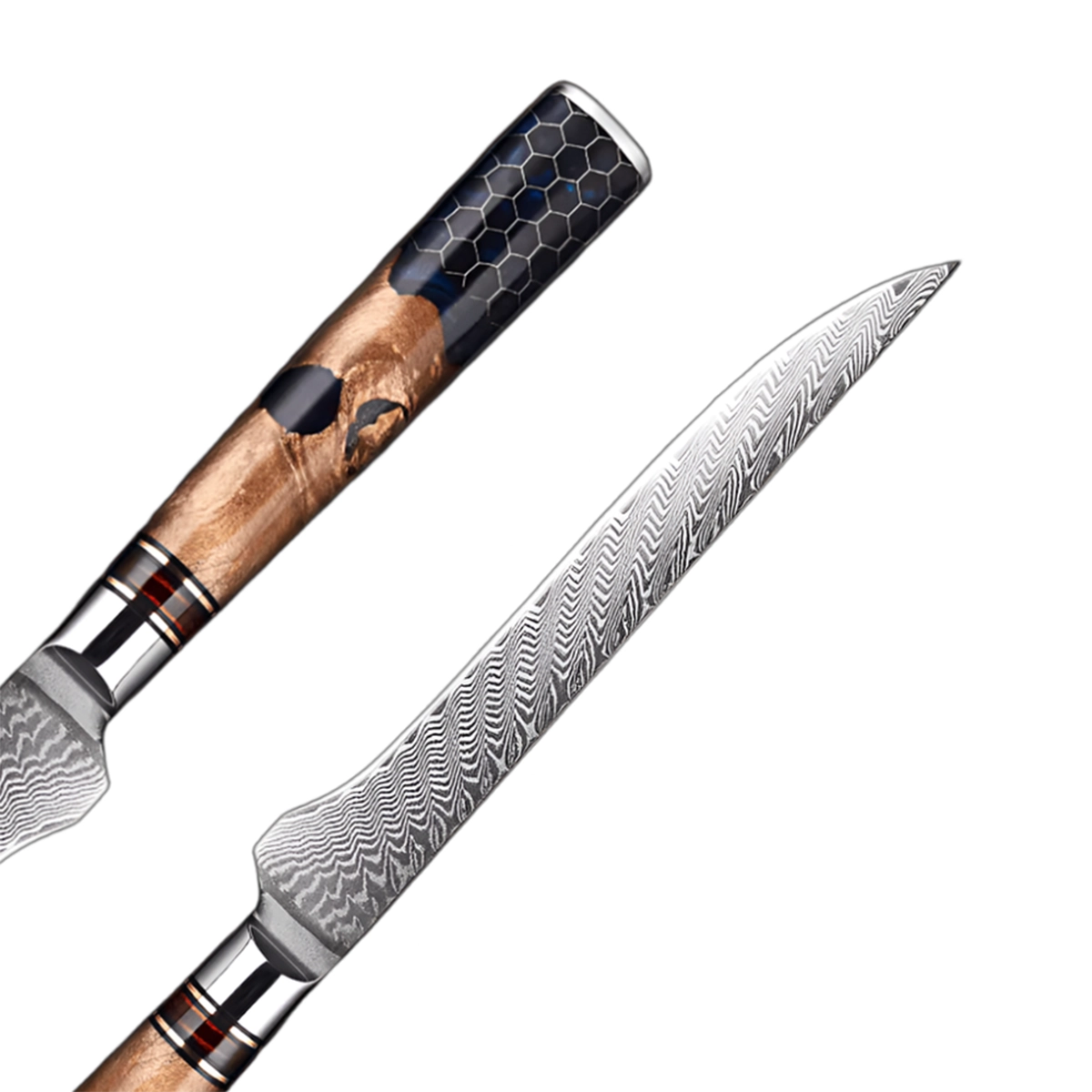 6 Inch Boning Knife Damascus Steel Blade & Resin Wood Handle