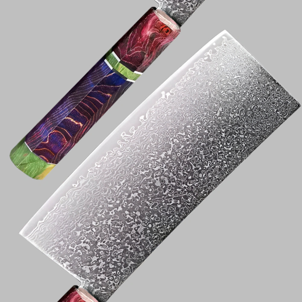 7 Inch Damascus Steel 67 Layer Chef's Cleaver for Meat & Veg Slicing