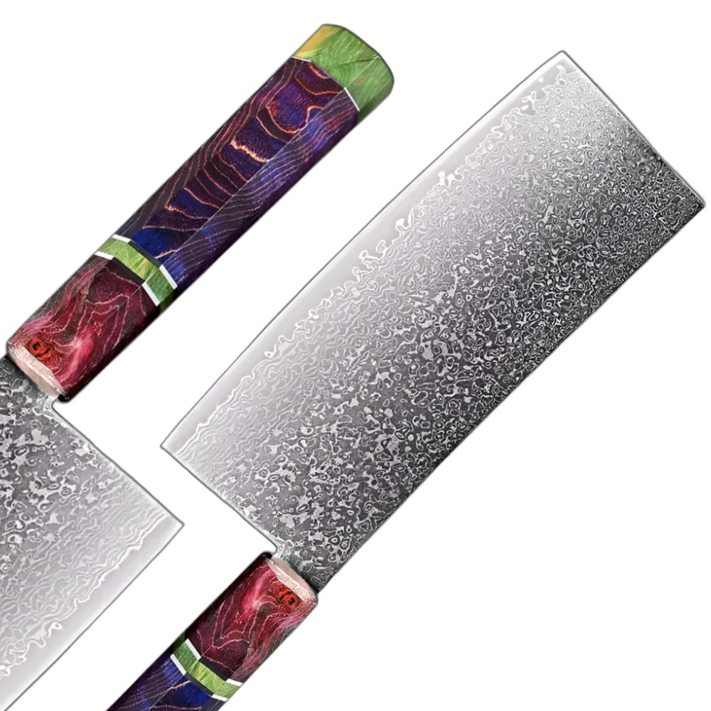 7 Inch Damascus Steel 67 Layer Chef's Cleaver for Meat & Veg Slicing
