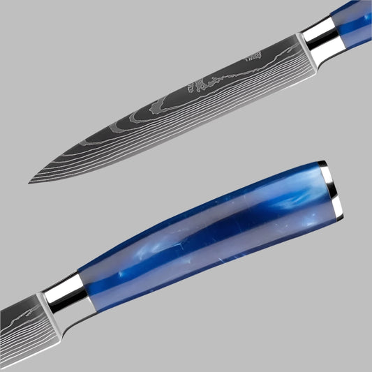 5 Inch Professional Utility Knife with Blue Resin Handle