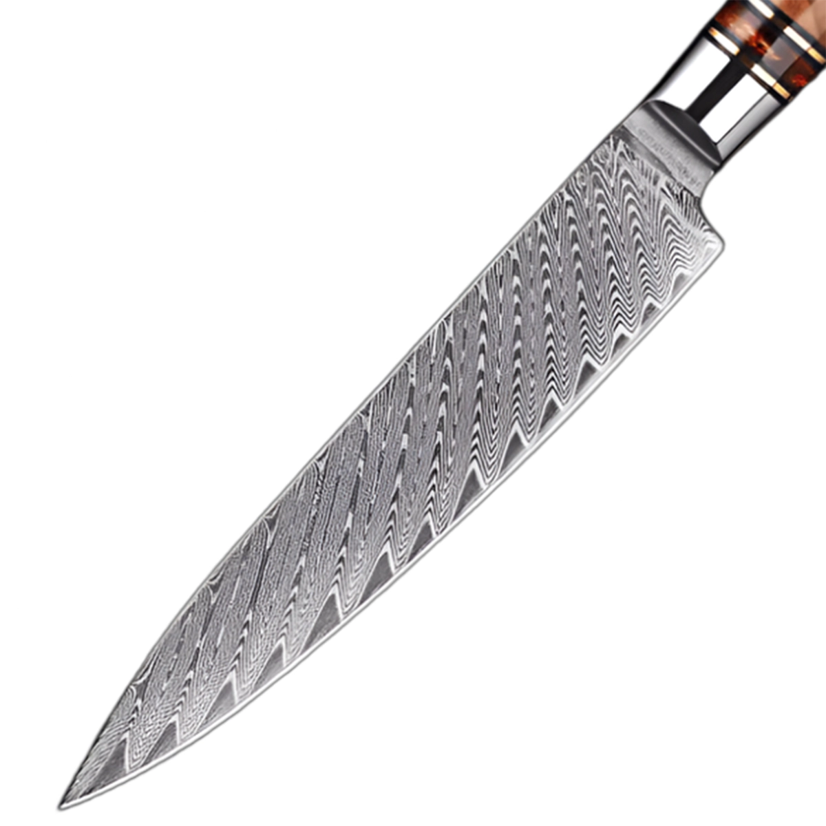 5 Inch Damascus Utility Knife with Honeycomb Resin Wood Handle