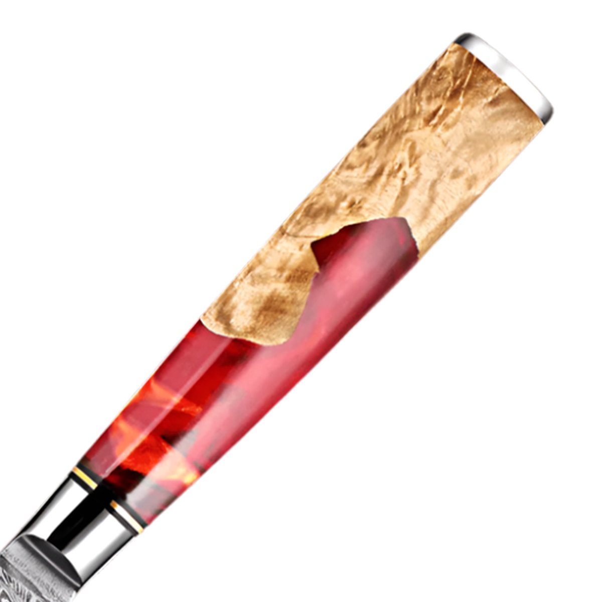 5 Inch Versatile Damascus Utility Kitchen Knife With Red Resin Handle