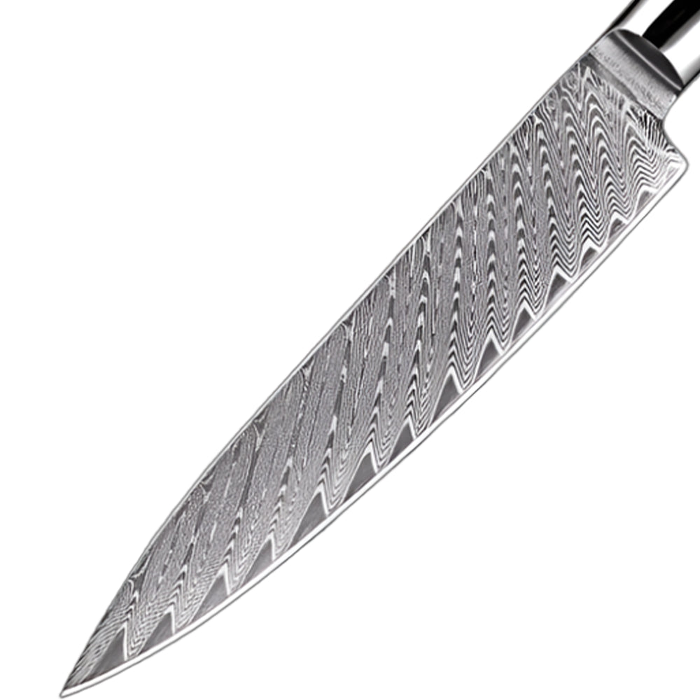 5 Inch Versatile Damascus Utility Kitchen Knife With Red Resin Handle