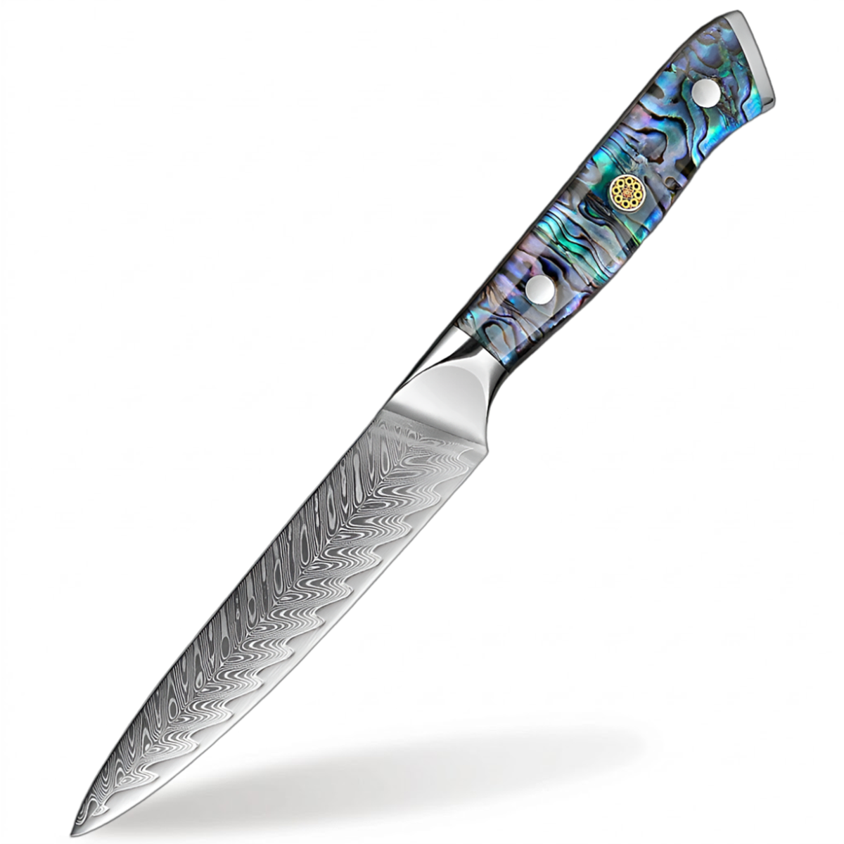 5 Inch Utility Knife Damascus Steel with Abalone Shell Acrylic Handle