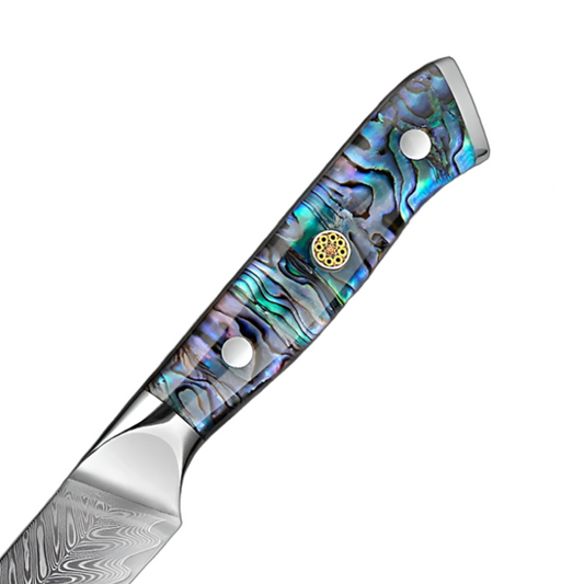 5 Inch Utility Knife Damascus Steel with Abalone Shell Acrylic Handle