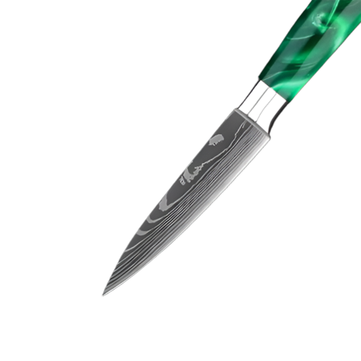 3.5 Inch Professional Paring Knife with Green Resin Handle
