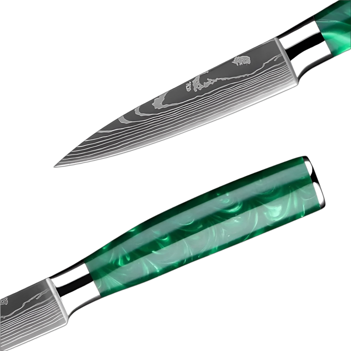 3.5 Inch Professional Paring Knife with Green Resin Handle