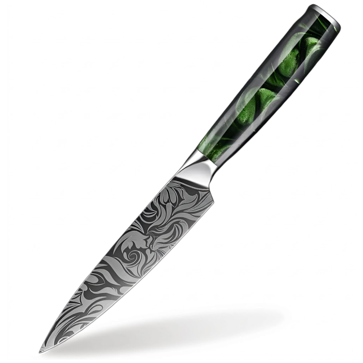 5 Inch Professional Utility Knife with Green Resin And Ergonomic Handle