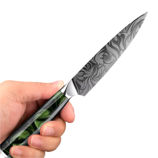 5 Inch Professional Utility Knife with Green Resin And Ergonomic Handle